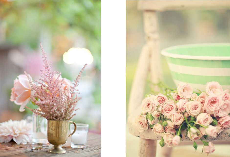 Decoración con rosas y metales