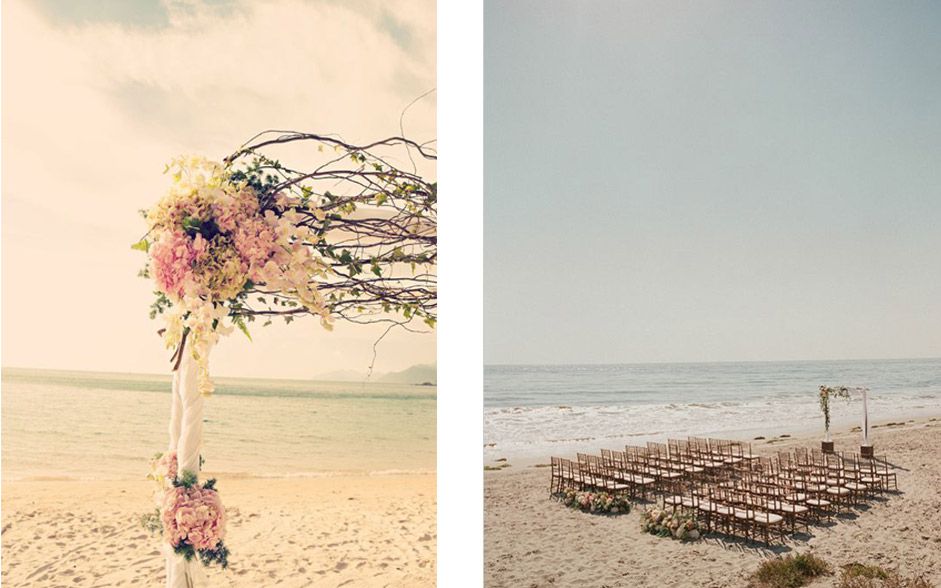 Invitaciones vintage para una boda en la playa