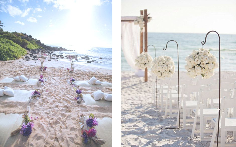 Invitaciones vintage para una boda en la playa