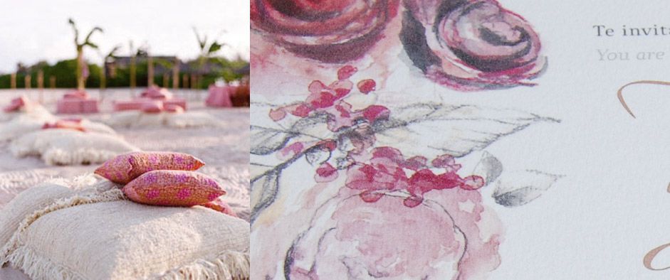 Invitaciones vintage para una boda en la playa