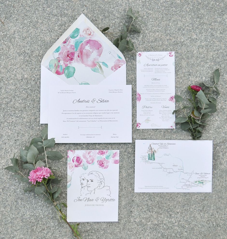 Unas invitaciones florales Mint&Nude