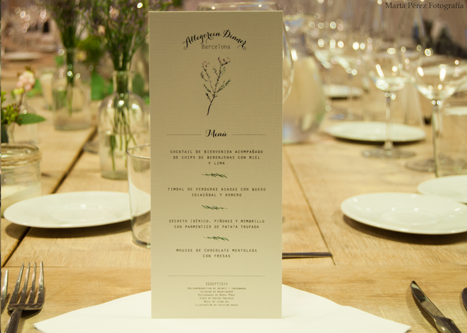 Unas Minutas naturales para un evento especial. Allegorein Dinner Barcelona.